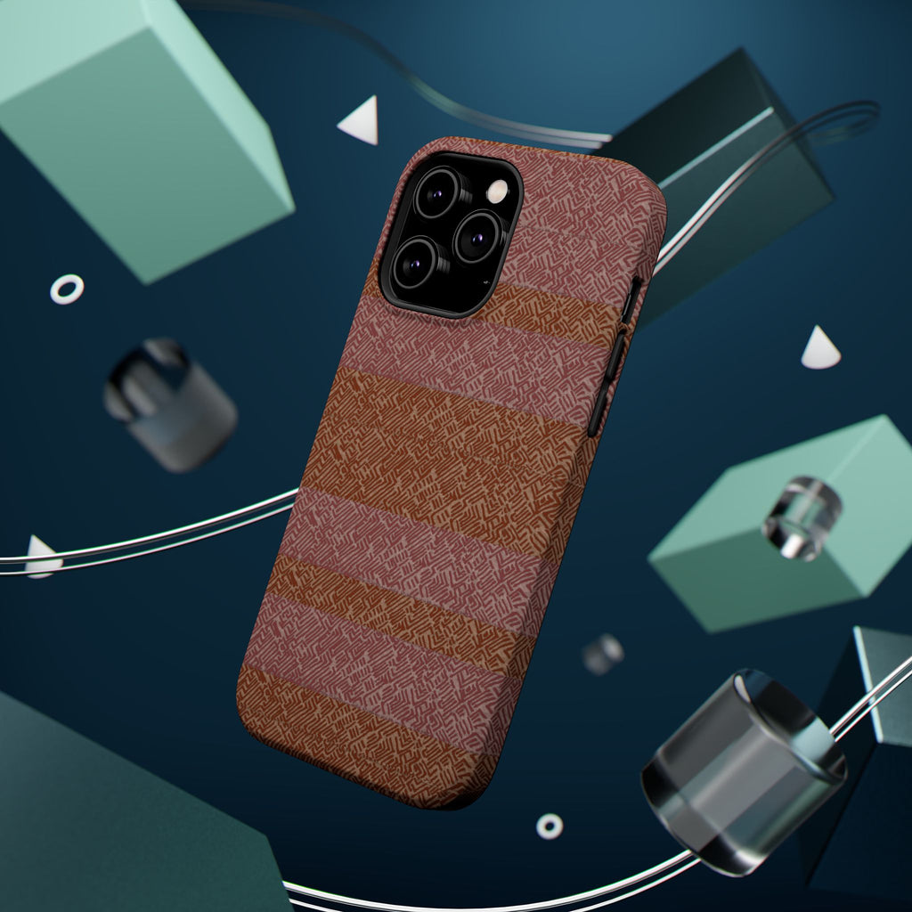 Striped Leather-Texture Magnetic Phone Case — Impact-Resistant iPhone Cover, stylish rose wireless charging iphone 18 pro max case