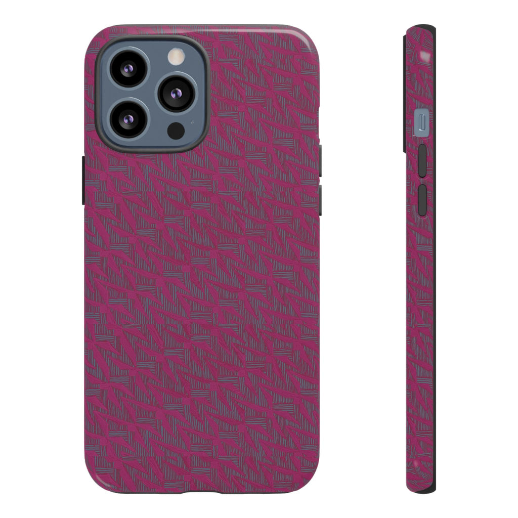 Pink Textured Tough Phone Case — Protective Slim iPhone Cover, durable wireless charging case