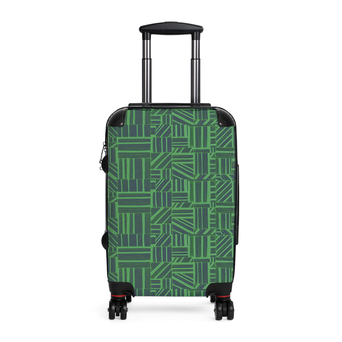 Green Geometric Hard Shell Carry On Suitcase – 360° Spinner Wheels & Built-In Lock