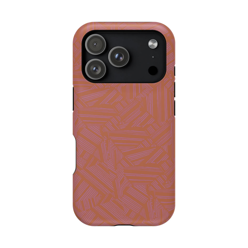 Protective iPhone 18 Pro Max Case With Terracotta Geometric MagSafe Impact Resistance