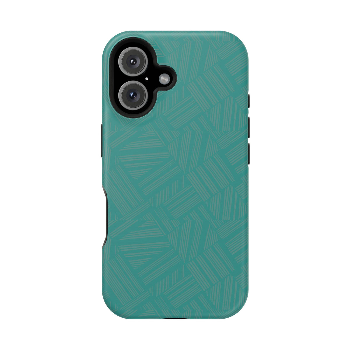 Magnetic Impact-Resistant Phone Case — Teal Geometric Protective Cover, magnetic iphone 18 pro case rear triple-camera view