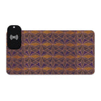 LED Wireless Charging Gaming Mouse Pad — Geometric Amber RGB Desk Mat