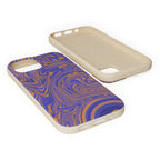 Biodegradable Marble Swirl Phone Case — Purple & Orange Eco-Friendly Protective Cover, angled view of the protective edges; protective biodegradable case _CASETiFY5 alternative.