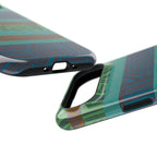 Geometric Green Wireless Charging iPhone 16 Pro Max Case - Impact-Resistant Dual-Layer