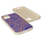 Biodegradable Marble Swirl Phone Case — Purple & Orange Eco-Friendly Protective Cover, rear camera detail; protective biodegradable case _CASETiFY5 alternative.