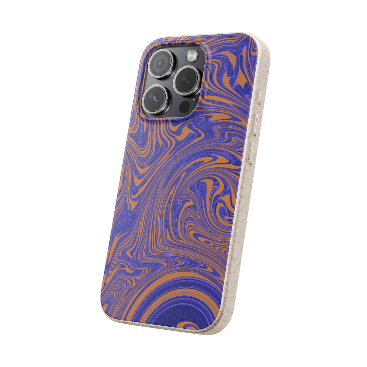 Biodegradable iPhone 17 Case – Purple Orange Marble Swirl Eco-Friendly Protection