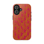 Tough Phone Case — Vibrant Tropical Herringbone Pattern, impact resistant iphone 17 case rear view with detailed camera openings