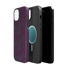 Slim Protective Phone Case With MagSafe, Dual-Layer Impact Protection, Plum Geometric Design, detailed case edges and raised camera rim; slim protective iphone 16 promax  case.