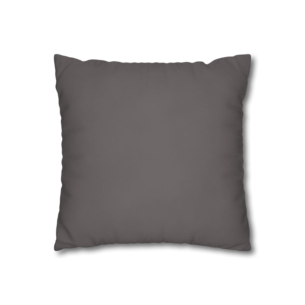 Marbled Brown Swirl Square Pillowcase — Abstract Textured Throw Pillow Cover, featuring the back view of this decorative square pillow in a chic dark hue, perfect for rustic and modern decor. This textured pillow is made from high-quality canvas, making it an ideal option for both bedroom and living room settings.