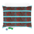 Marbled Red & Teal Striped Pet Bed — Plush Dog/Cat Pillow featuring a vivid design with cozy coral fleece and a removable cover pet bed that invites pets to curl up comfortably.