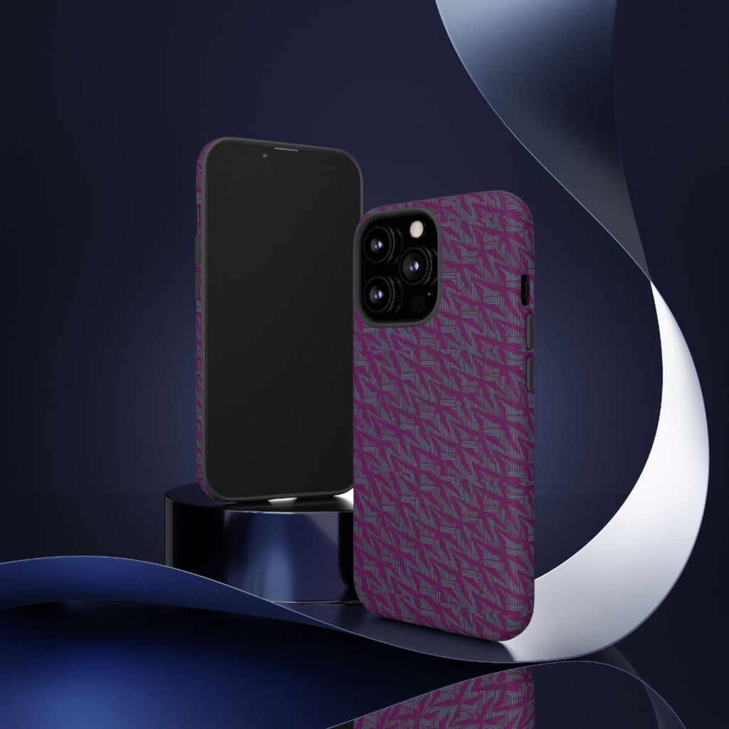 Shockproof Iphone 17 Pro Cover, Purple Geometric Dual-Layer TPU Case, UV-Protected