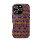 Phone Case — Geometric Tribal Pattern Magnetic Impact-Resistant Case, Fractyl impact resistant iphone 16 pro case shown from the back with a vivid repeating motif.