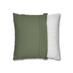 Back view of the Green Retro Dot Pattern Pillowcase — Spun Polyester Square Pillow Cover showing a solid green fabric paired with a striped side, perfect for adding subtle texture.