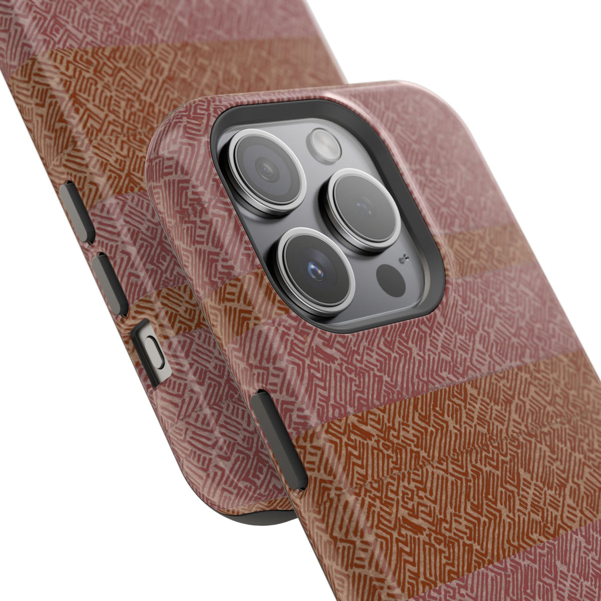 Striped Leather-Texture Magnetic Phone Case — Impact-Resistant iPhone Cover, close-up camera wireless charging iphone 18 pro max case