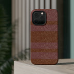 Striped Leather-Texture Magnetic Phone Case — Impact-Resistant iPhone Cover, slim wireless charging iphone 18 pro max case side view