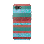 Striped Teal & Coral Magnetic Impact Phone Case vibrant teal and coral phone cover, Fractyl magsafe compatible iphone 18 pro max case