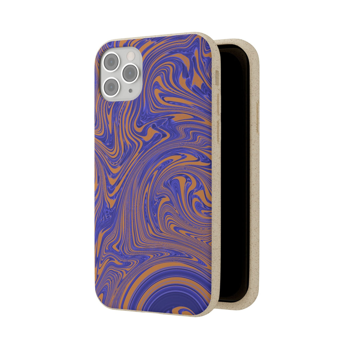 Biodegradable iPhone 17 Case – Purple Orange Marble Swirl Eco-Friendly Protection