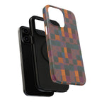 Impact-Resistant Phone Case — Retro Checkerboard Pattern, Fractyl wireless charging iphone 18 pro case showcasing shock-resistant edges and a premium retro textile look.