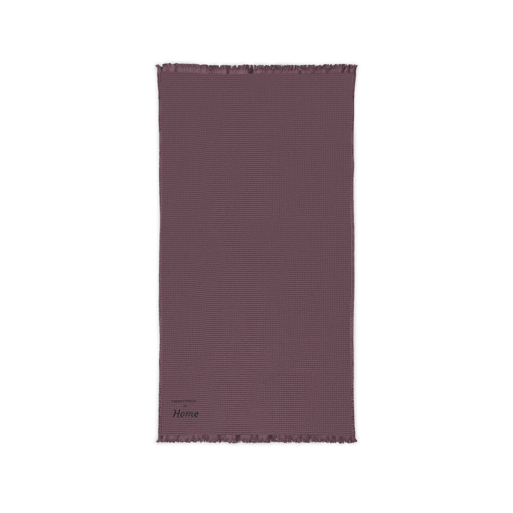 Waffle Cotton Throw Blanket — Embroidered "Home" Accent Throw