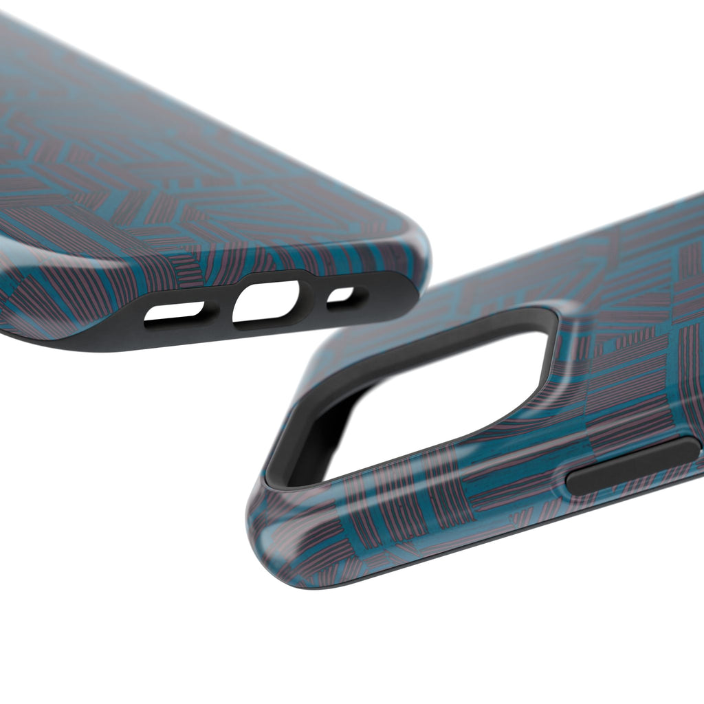 Impact Resistant iPhone 17 Case, Teal Geometric MagSafe Dual-Layer Protection