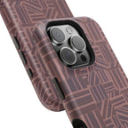 Impact Resistant Iphone 17 Pro Max Case - MagSafe Dual-Layer Geometric Brown Design