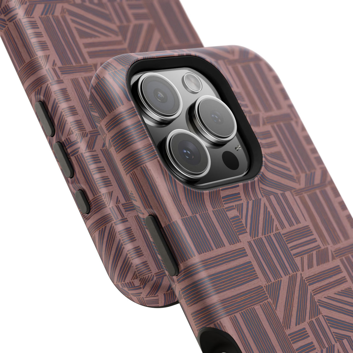 Impact Resistant Iphone 17 Pro Max Case - MagSafe Dual-Layer Geometric Brown Design