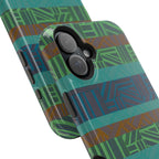 Geometric Green Wireless Charging iPhone 16 Pro Max Case - Impact-Resistant Dual-Layer