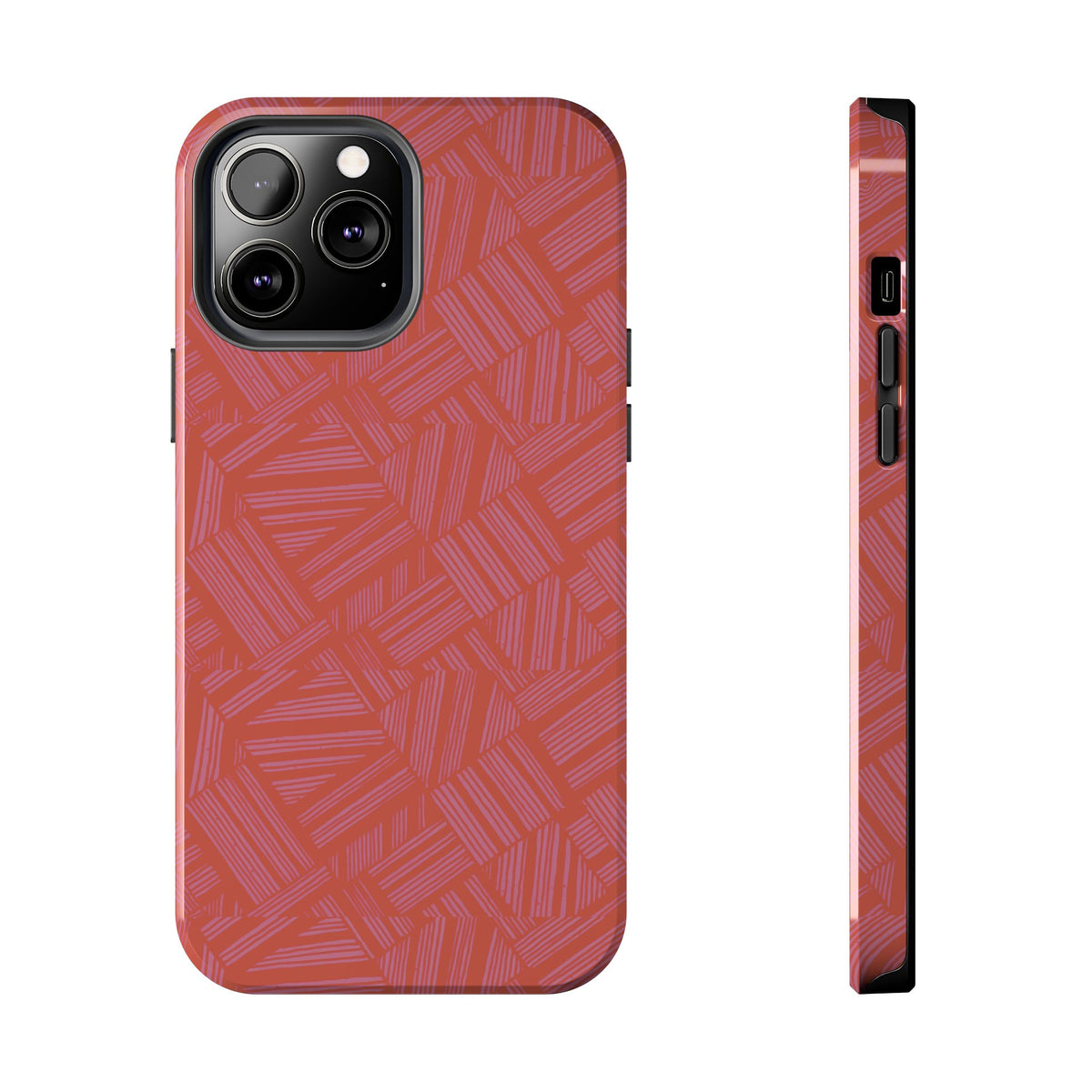 Tough Phone Case — Geometric Coral Pattern Protective Cover, shockproof iphone 18 pro case with large multi-lens camera opening