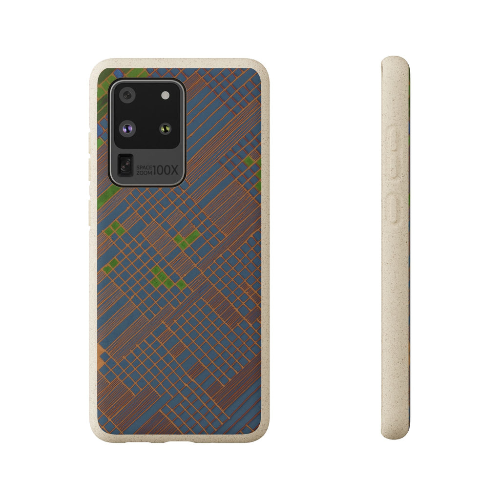 Biodegradable Phone Case — Earthy Geometric Plaid Eco-Friendly Cover, eco friendly phone case product image