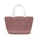 Insulated Geometric Pattern Lunch Bag — Dusty Rose Tote for Work & School. An effortlessly chic insulated lunch bag designed for everyday use, this pretty pink lunch tote ensures your meals stay fresh. A fantastic choice for anyone looking for a boho lunch bag or work lunch bag.
