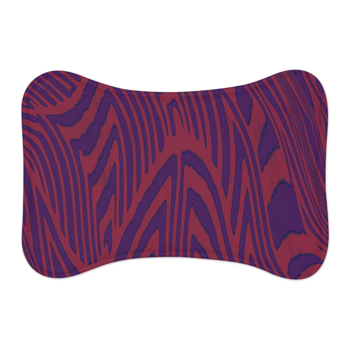 Pet Feeding Mat in wood grain print with a luxurious purple and red design. This memory foam dog mat is perfect for adding a touch of style to your pet's feeding area. Ideal as a boho pet mat or a cat placemat, it's a non-slip mat that fits both cat and dog bowls. A washable and waterproof mat that thematically complements any modern pet space, suitable for small dogs.
