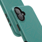 Magnetic Impact-Resistant Phone Case — Teal Geometric Protective Cover, magnetic iphone 18 pro case bottom ports and speaker openings