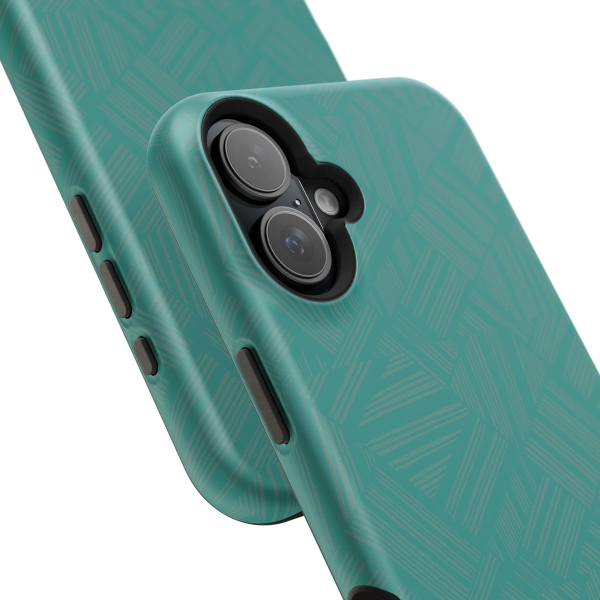Magnetic Impact-Resistant Phone Case — Teal Geometric Protective Cover, magnetic iphone 18 pro case bottom ports and speaker openings