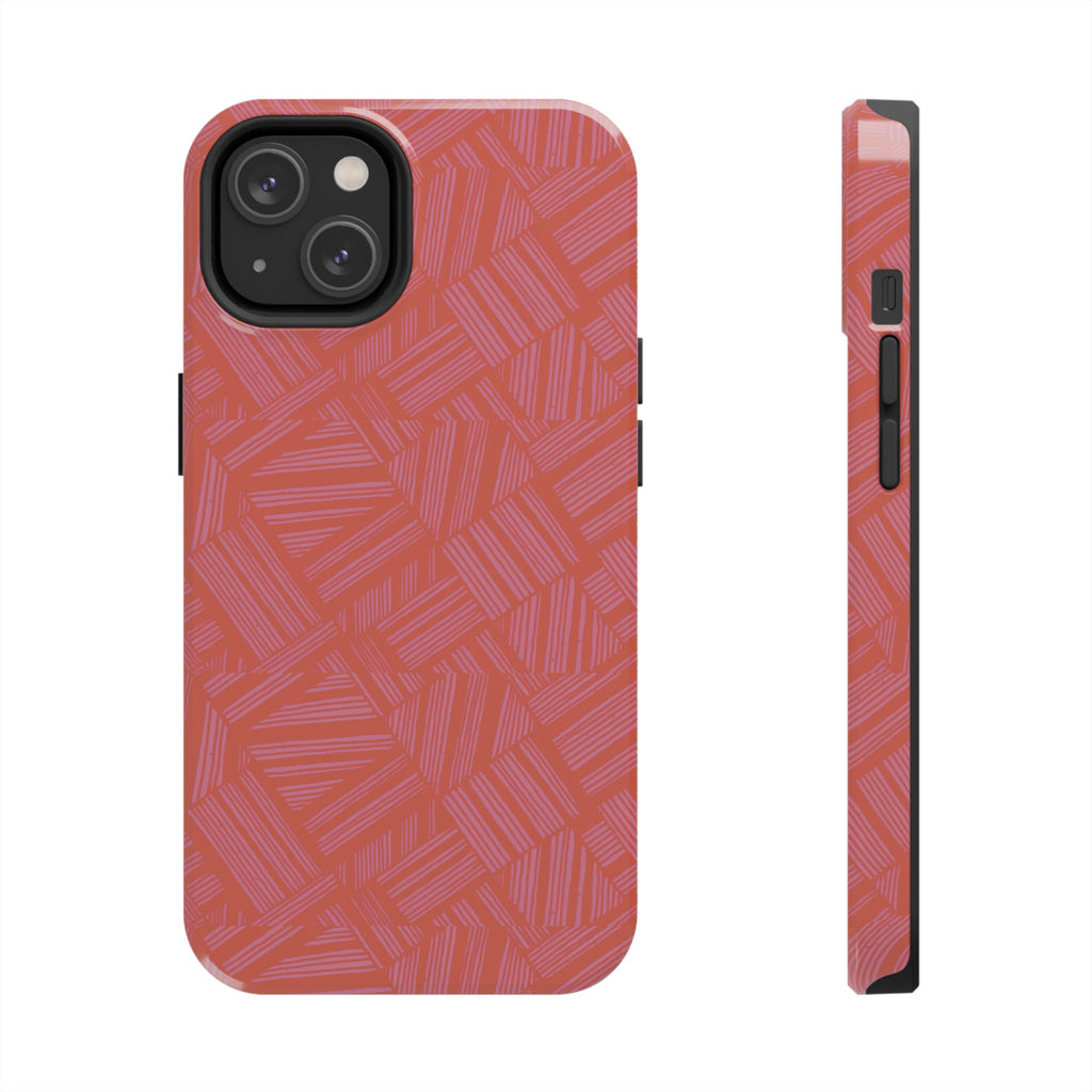 Tough Phone Case — Geometric Coral Pattern Protective Cover, shockproof iphone 18 pro case featuring coral abstract line pattern