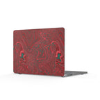 Captivating view of the MacBook Case - Red Marble Swirl Matte Protective Cover featuring a deep red abstract pattern. This matte MacBook offers a striking look for artist laptops while serving as a stylish piece of college gear. It's a thoughtful gift for students and teachers alike, perfect for any holiday occasion.