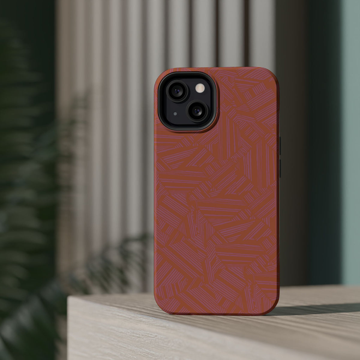 Protective iPhone 18 Pro Max Case With Terracotta Geometric MagSafe Impact Resistance