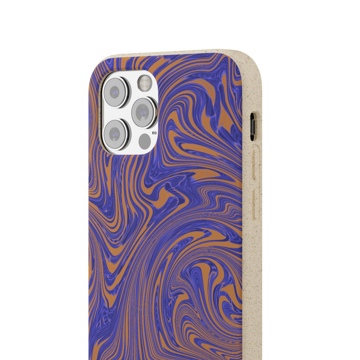 Biodegradable Marble Swirl Phone Case — Purple & Orange Eco-Friendly Protective Cover featuring flowing purple and orange lines; protective biodegradable case _CASETiFY5 alternative.