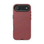 Red Pebble Texture Tough Phone Case — Rugged Shockproof iPhone Cover, wireless charging iphone 17 promax case with detailed red pebble pattern
