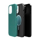 Magnetic Impact-Resistant Phone Case — Teal Geometric Protective Cover, magnetic iphone 18 pro case exploded dual-layer cover