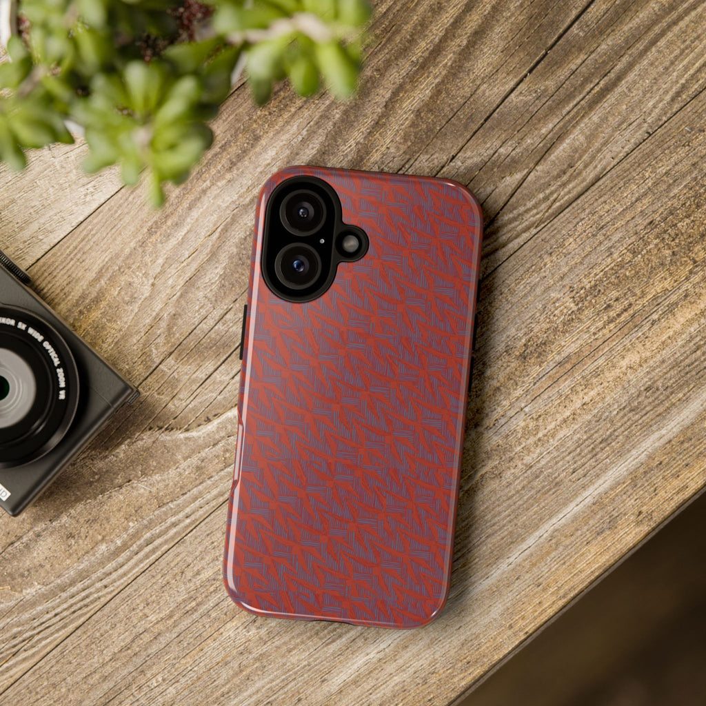 Red Pebble Texture Tough Phone Case — Rugged Shockproof iPhone Cover, wireless charging iphone 17 promax case with three-camera cutout