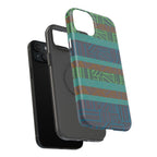 Green Geometric Stripe Phone Case — Impact-Resistant, wireless charging iphone 16 pro max case shown in an angled protective case detail.