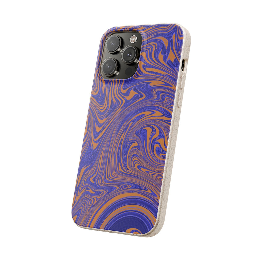 Biodegradable iPhone 17 Case – Purple Orange Marble Swirl Eco-Friendly Protection