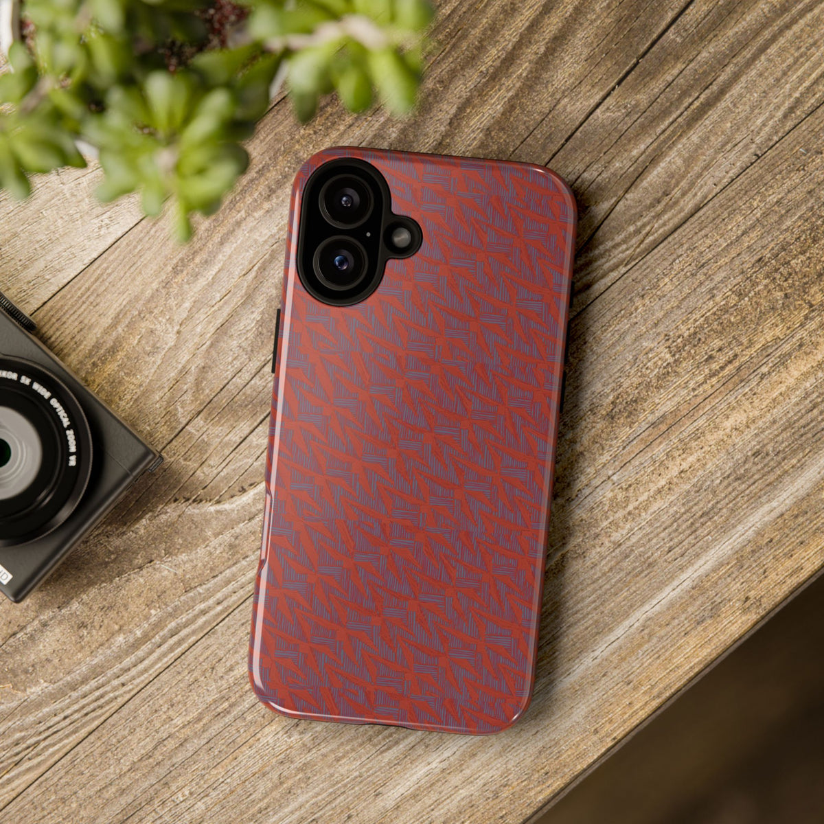 Wireless Charging iPhone 17 ProMax Case – Rugged Red Pebble Texture Shockproof Cover