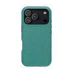 Magnetic Impact-Resistant Phone Case — Teal Geometric Protective Cover, magnetic iphone 18 pro case lifestyle product display