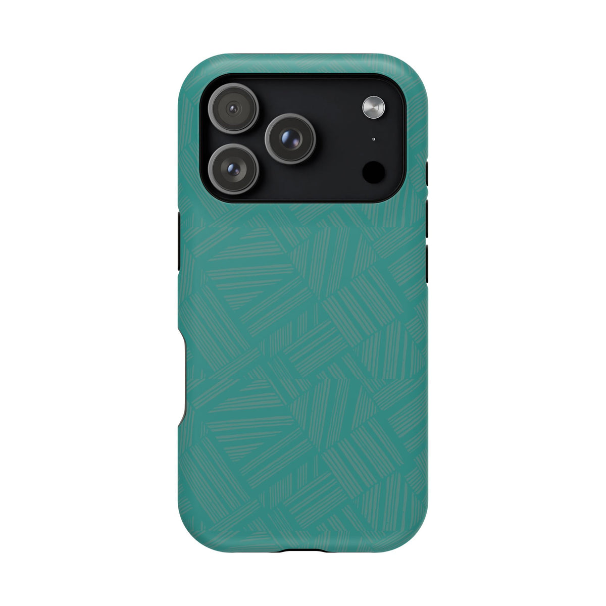 Magnetic Impact-Resistant Phone Case — Teal Geometric Protective Cover, magnetic iphone 18 pro case lifestyle product display