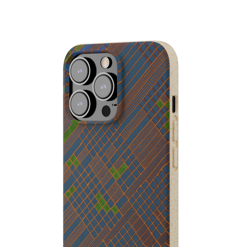 Biodegradable Phone Case — Earthy Geometric Plaid Eco-Friendly Cover, eco friendly phone case product image