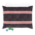 Marbled Charcoal Pet Bed with Pink Stripes, a stylish and cozy pet bed featuring a vibrant swirling pattern, offers a plush surface for indoor pets. This machine washable pet bed is perfect for both small and large dogs, blending modern design with comfort, ideal for a boho pet look.