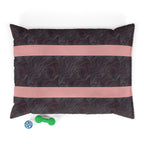 Marbled Charcoal Pet Bed with Pink Stripes, a stylish and cozy pet bed featuring a vibrant swirling pattern, offers a plush surface for indoor pets. This machine washable pet bed is perfect for both small and large dogs, blending modern design with comfort, ideal for a boho pet look.