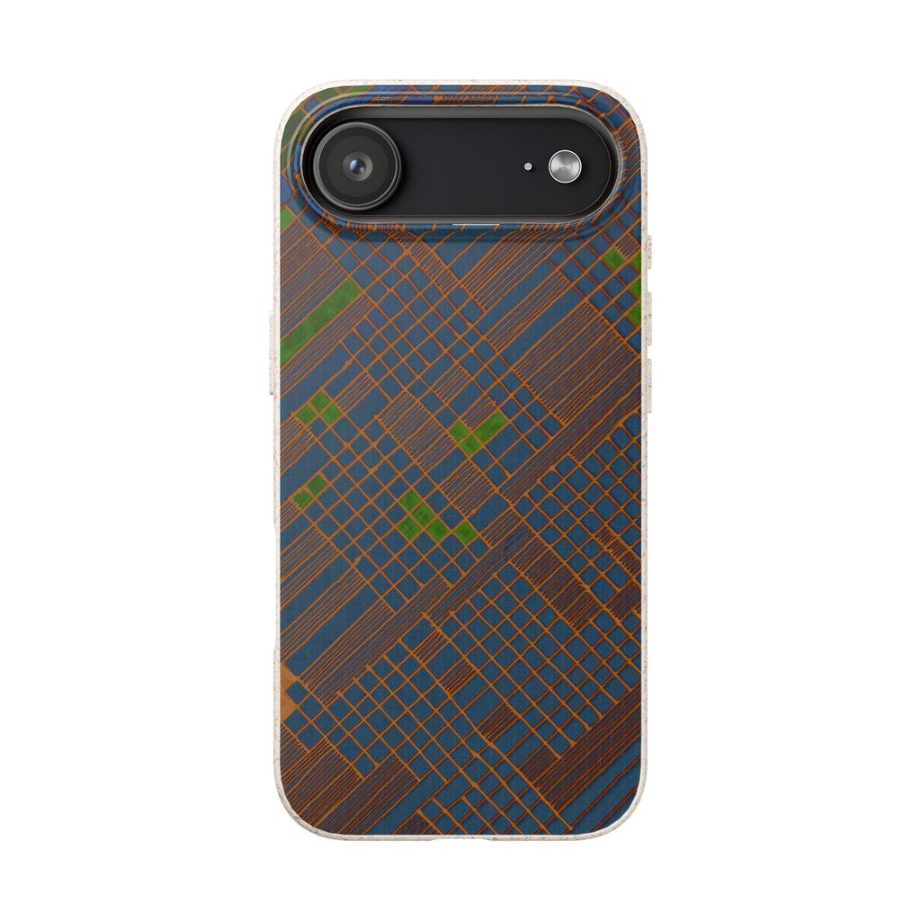 Biodegradable Phone Case — Earthy Geometric Plaid Eco-Friendly Cover, eco friendly phone case product image