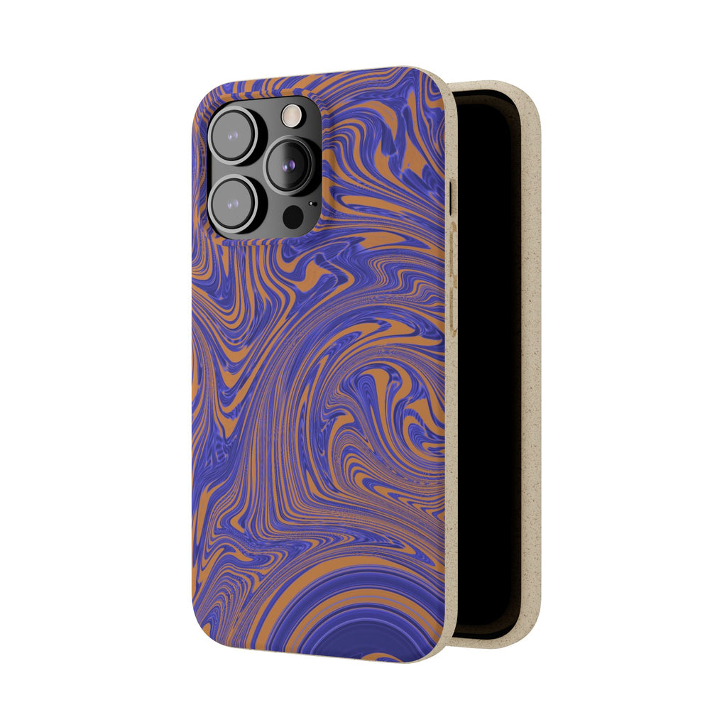Biodegradable iPhone 17 Case – Purple Orange Marble Swirl Eco-Friendly Protection